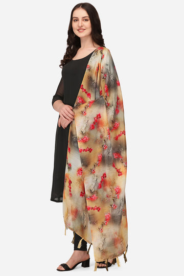 Floral Digital Printed Zari Silk Dupatta